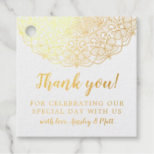 Golden Lace Calligraphy Wedding Vielen Dank Geschenkanhänger