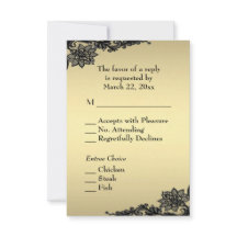Golden Lace Élégant RSVP avec Menu