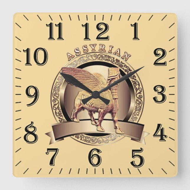 Golden Lamassu - Acrylwand Quadratische Wanduhr (Vorderseite)
