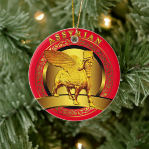 Golden Lamassu Keramik Ornament