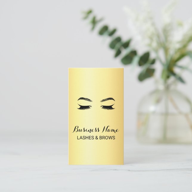 Golden Lashes & Brows Beauty Salon Treuekarte (Stehend Vorderseite)