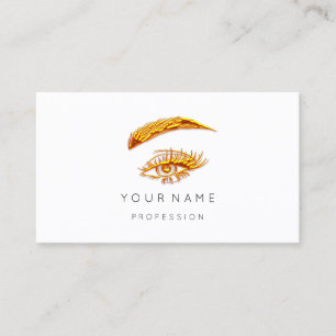 Golden Lashes Brows Makeup Logo    WhiteMinimalism Visitenkarte
