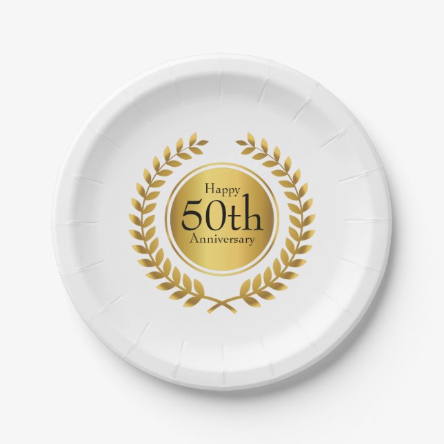 Golden Laurel Wreath 50. Jahrtausend Pappteller (Vorderseite)