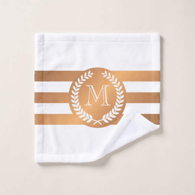 Golden Laurel Wreath Monogram Badhandtuch Set (Waschlappen)