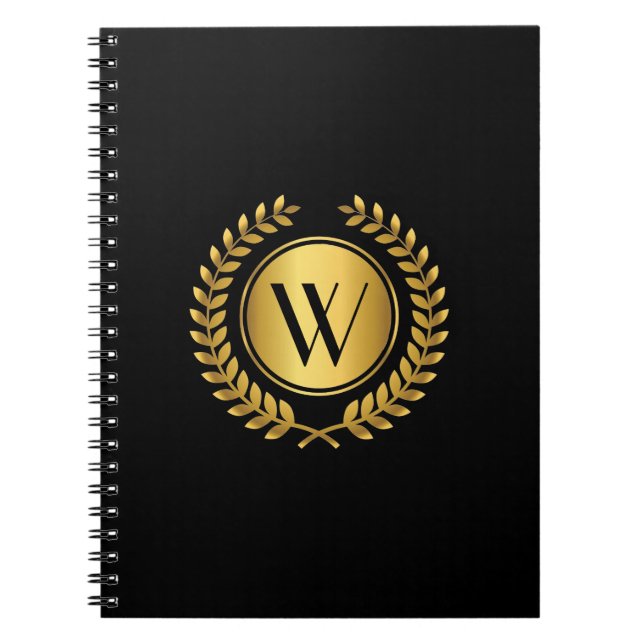 Golden Laurel Wreath Monogram Notizblock (Vorderseite)