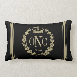 Golden Laurel Wreath Monogramme Logo Coussin