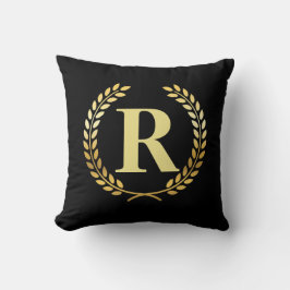 Golden Laurel Wreath Personalisiert Initial Kissen