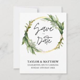 Golden Leaf Grüne Weinkultur und Erde Save The Date