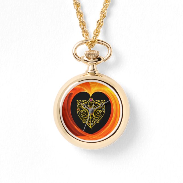 GOLDEN LEAF IN ORANGE FRAKTAL WIRBEL ARMBANDUHR (Vorderseite)