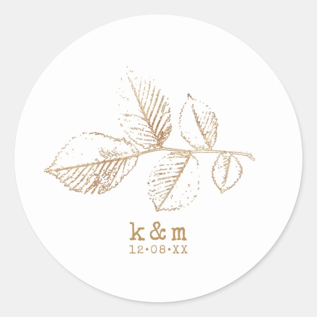 Golden Leaf Wedding ID655 Runder Aufkleber (Vorderseite)