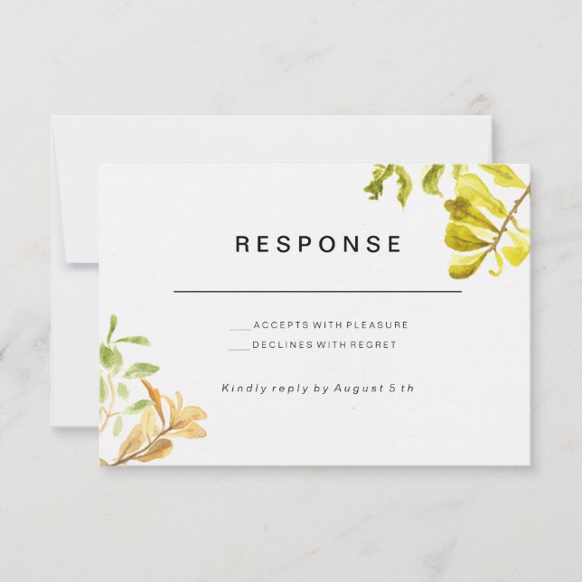 Golden Leafy Bower Wedding RSVP (Vorderseite)