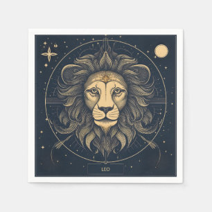 Golden Leo Zodiac Astrologie Design Serviette