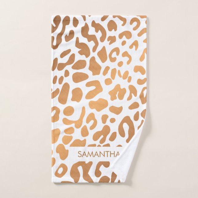 Golden Leopard Print Badhandtuch Set (Handtuch)