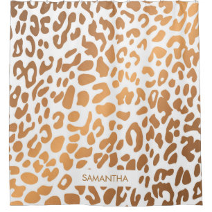 Golden Leopard Print Duschvorhang