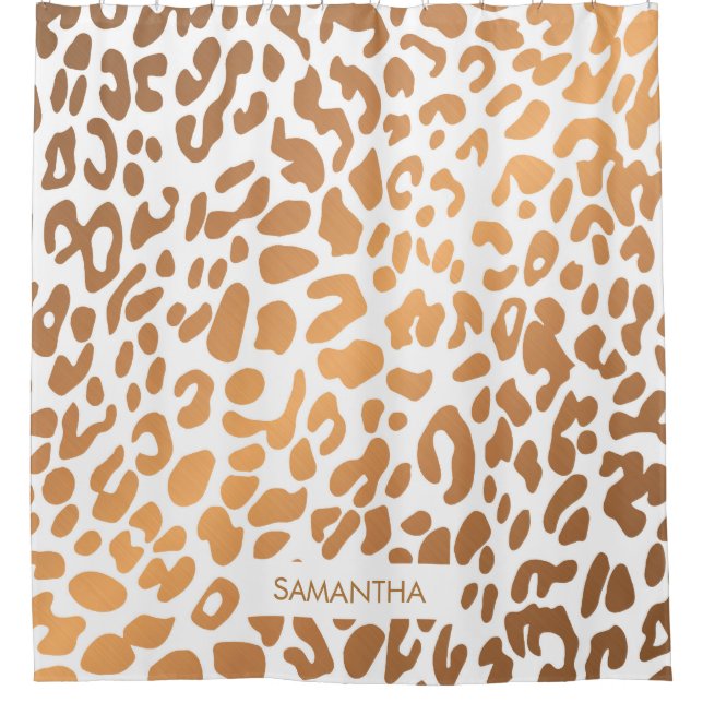 Golden Leopard Print Duschvorhang (Vorderseite)