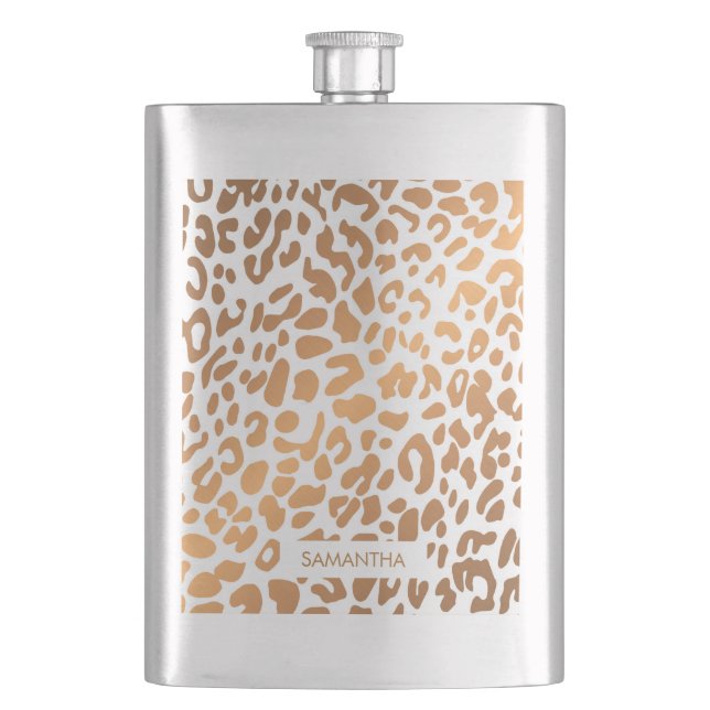 Golden Leopard Print Flachmann (Vorderseite)