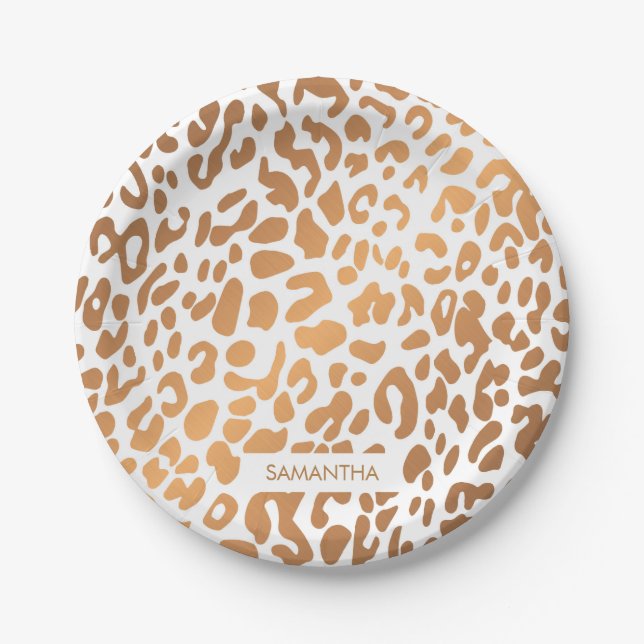 Golden Leopard Print Pappteller (Vorderseite)