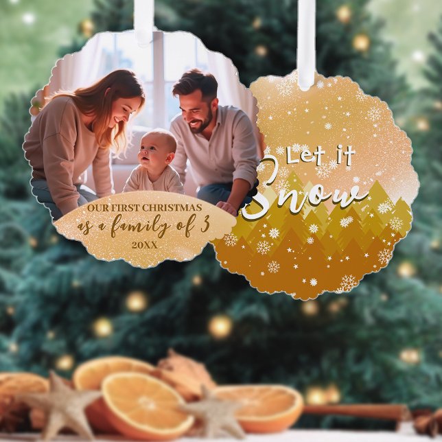 Golden Let it Snow Foto 1. Weihnachtsfamilie von 3 Ornament Karte (Von Creator hochgeladen)