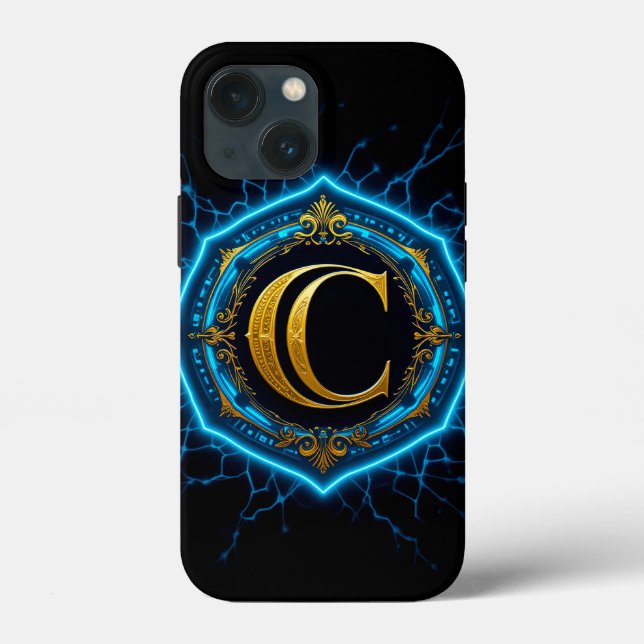 Golden Letter C mit Blue Electric Decorative Case-Mate iPhone Hülle (Rückseite)