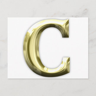 Golden Letter C Shiny Gold Alphabet Postkarte
