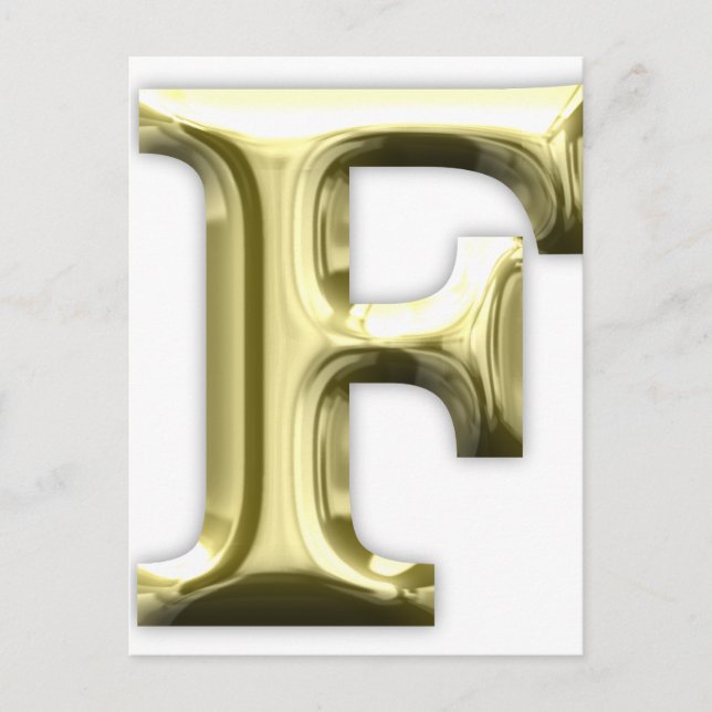Golden Letter F Shiny Gold Alphabet Postkarte (Vorderseite)