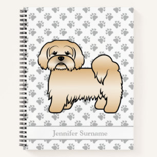 Golden Lhasa Apso Niedlich Cartoon Dog & Name Notizbuch