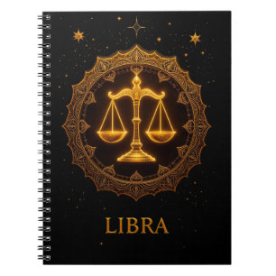 Golden Libra Zodiac Signature Illustration Notizblock