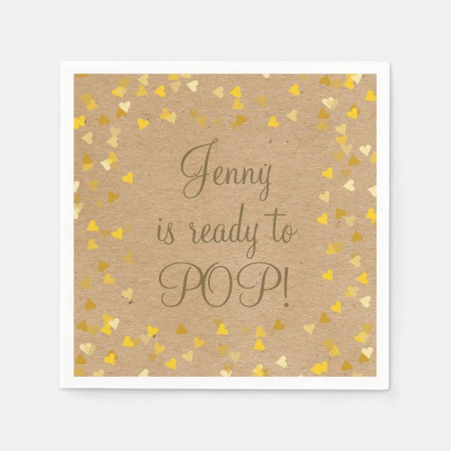 Golden Liebe Hearts Sie ist bereit für Pop Babydus Serviette (Vorderseite)
