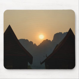 Golden light on the peaks: sunset in Vang Vieng Mousepad