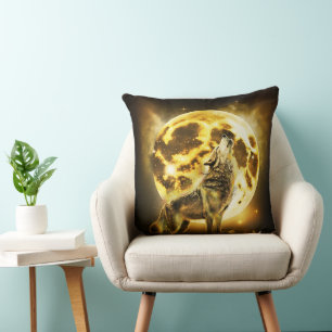 Golden Lightning Wolf Kissen