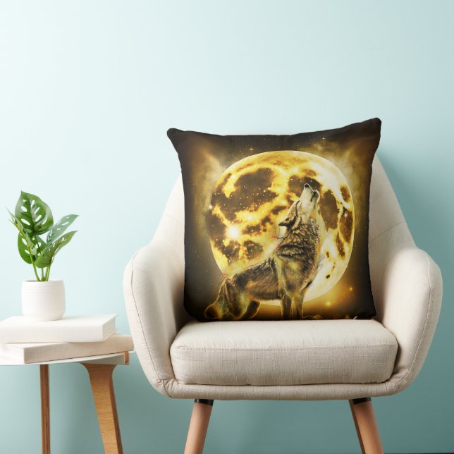 Golden Lightning Wolf Kissen (Stuhl )