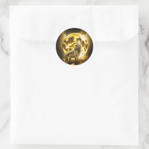 Golden Lightning Wolf Runder Aufkleber