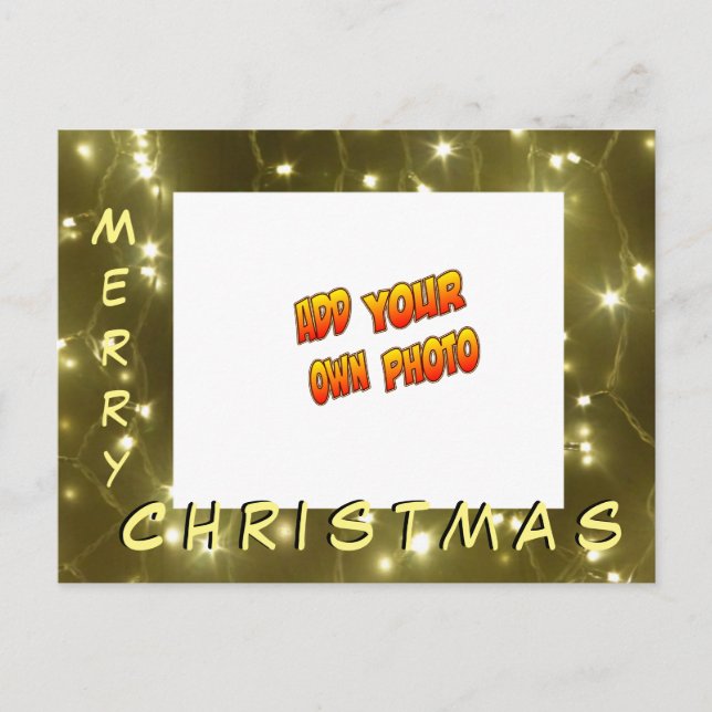 Golden Lights Christmas AJOUTER VOTRE PHOTO Carte  (Devant)