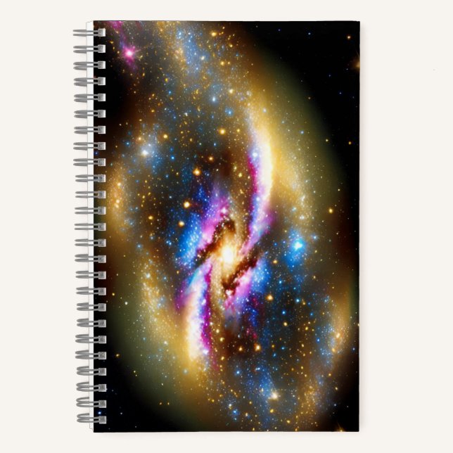 Golden Lila Blue Galactic Cosmos Sky Galactic Notizbuch (Vorderseite)