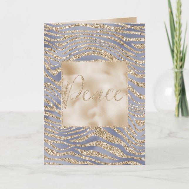 Golden Lila Luxe Glitzer Zebra Karte (Vorderseite)