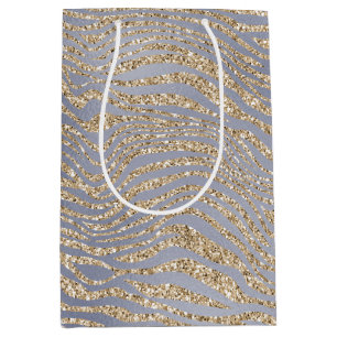 Golden Lila Luxe Glitzer Zebra     Mittlere Geschenktüte
