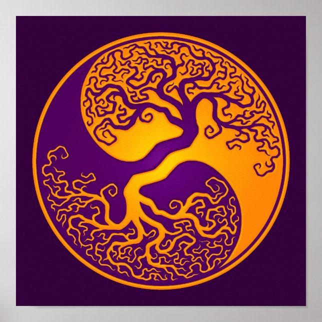 Golden Lila Tree of Life Yin Yang Poster (Vorne)