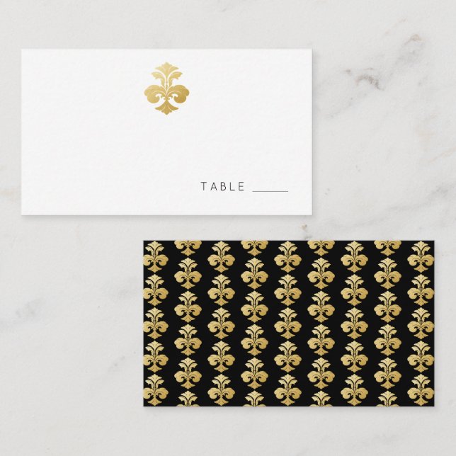 Golden Lilie Damask Empfang Platzkarte (Vorne/Hinten)