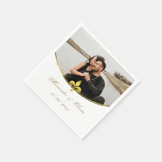Golden Lilie Foto Wedding Napkins Serviette (Ecke)