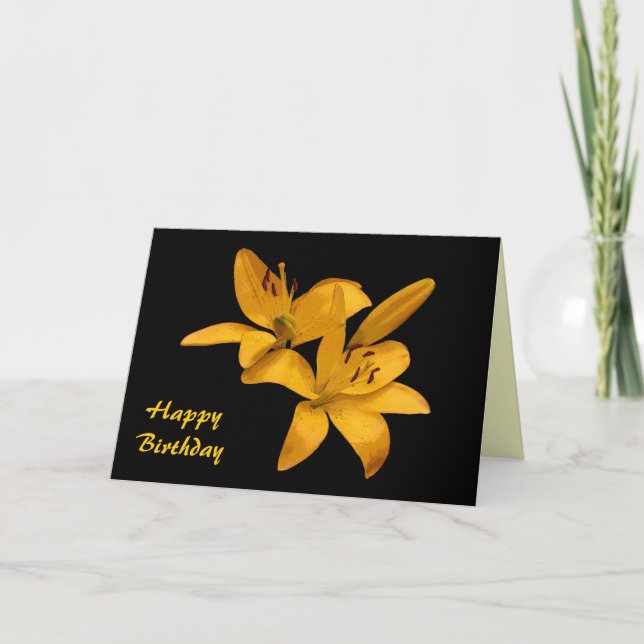 Golden Lilies Geburtstag Karte (Vorderseite)