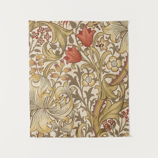 Golden Lily Muster Version 2 von William Morris Wandteppich (Vorderseite)
