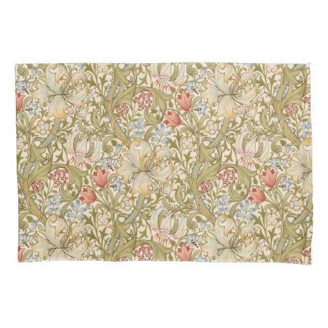 Golden Lily William Morris Classic Design Large Kissenbezug (Vorderseite)