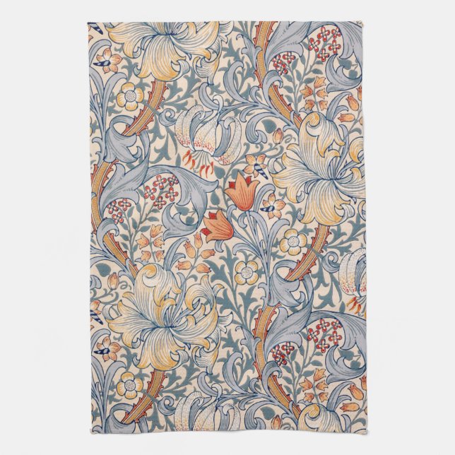 Golden Lily, William Morris Geschirrtuch (Vertikal)