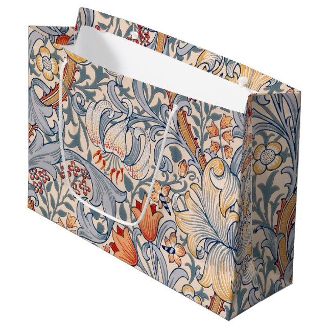 Golden Lily, William Morris große Geschenktasche Geschenktüte (Vorderseite Schrägansicht)