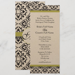 Golden Lime Damask Faire-part de mariage