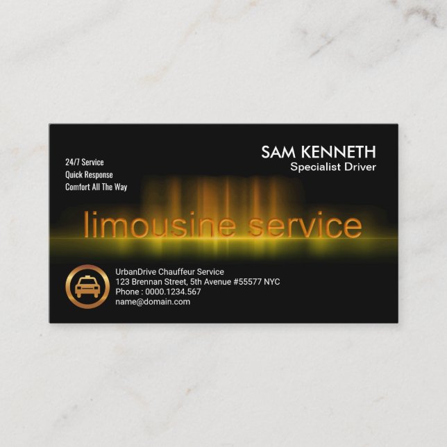 Golden Limousine Sound Chauffeur Visitenkarte (Vorderseite)