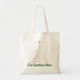 Golden Line Art Christmas Tree Tragetasche