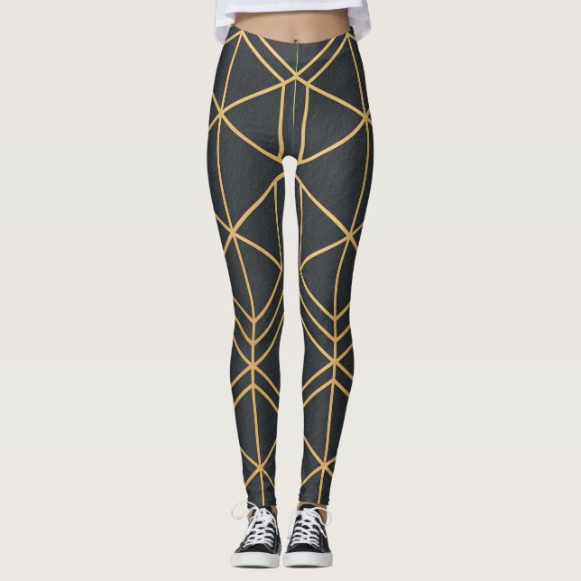 Golden Line Geometry – Seamless Elegant Geometric  Leggings (Vorderseite)
