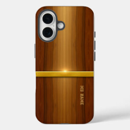 Golden Line Luxury Wood iPhone 16 Hülle