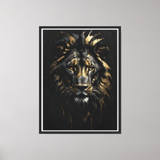 Golden Lion Kontur auf der schwarzen Leinwand - Ma
